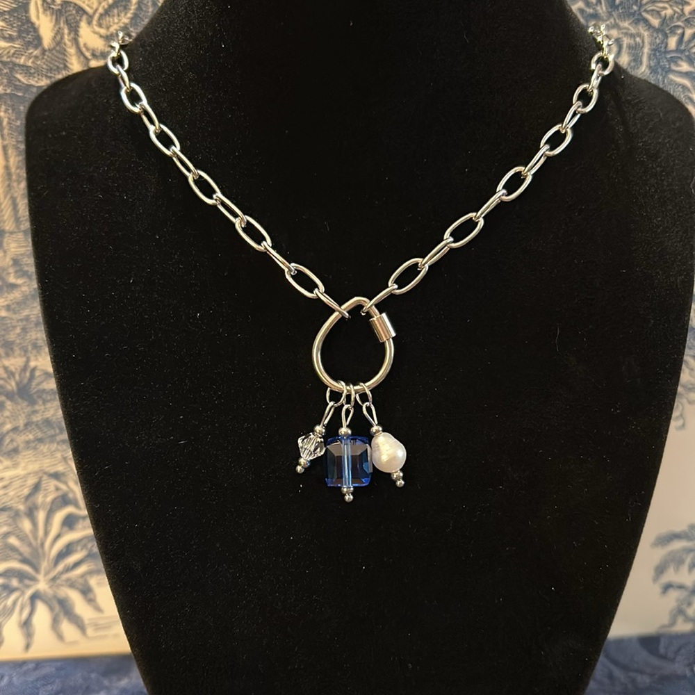 Paper Clip Carabiner Charm Necklace - Picture 4 of 4